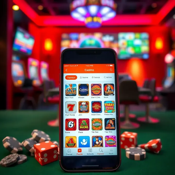WagerBeat Mobile Casino Game Selection and Payment Features Smartphone showcasing WagerBeat mobile casino with various slot games and secure payment icons