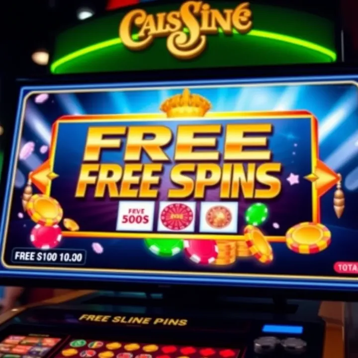 Active Free Spins Promotion Interface at Casino Mate Digital interface displaying active free spins promotion with casino chips and rewards
